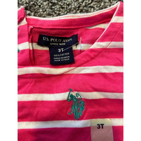 K4 US Polo Assn Girls Pink Striped Dress 3T Long Sleeve Casual Cute - Picture 3 of 3